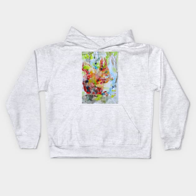 SQUIRREL - watercolor portrait .1 Kids Hoodie by lautir